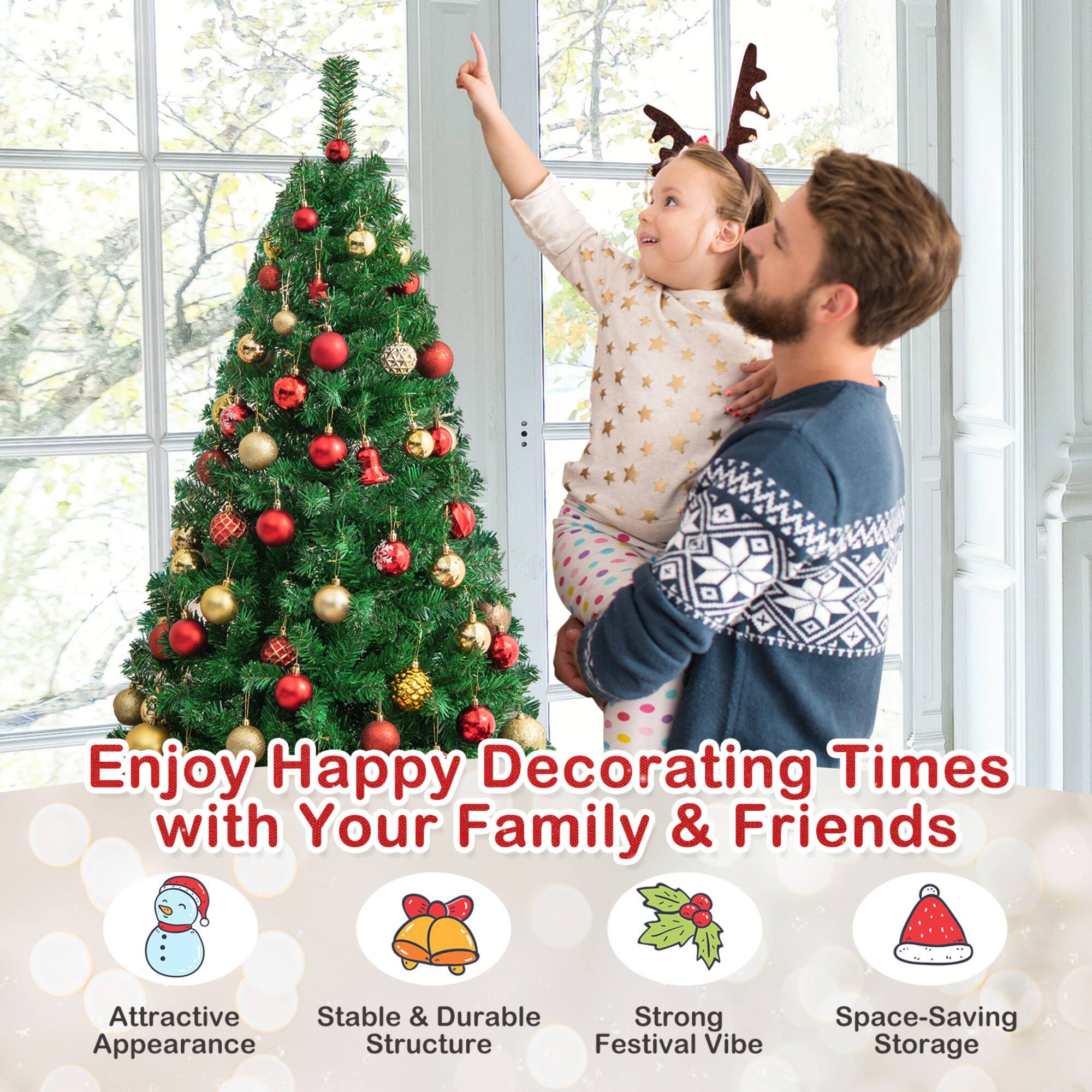 Costway 5ft. Unlit Pine Artificial Christmas Tree